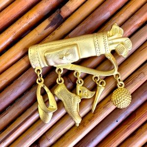 Vintage 80s Signed JJ Jonette Golf Clubs Broach